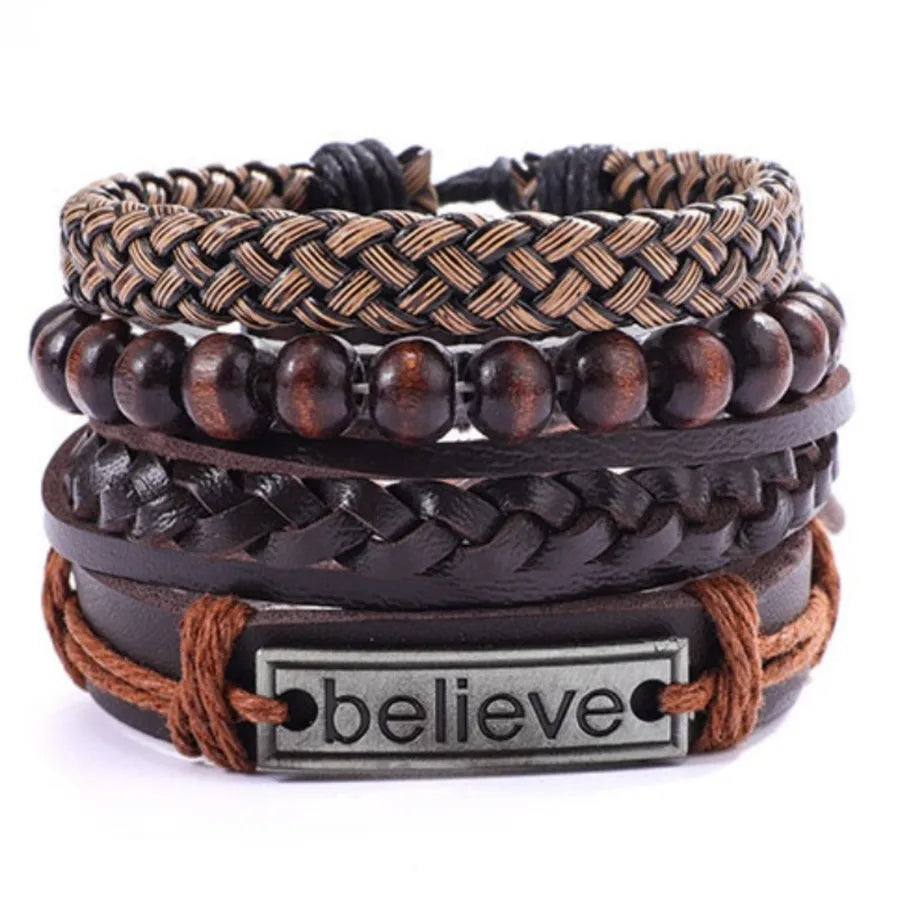 Hot Men's Leather Bracelet Woven Leather Strap Bracelet Accessories  Fashion Fashion Fashion Bracelet Ornament