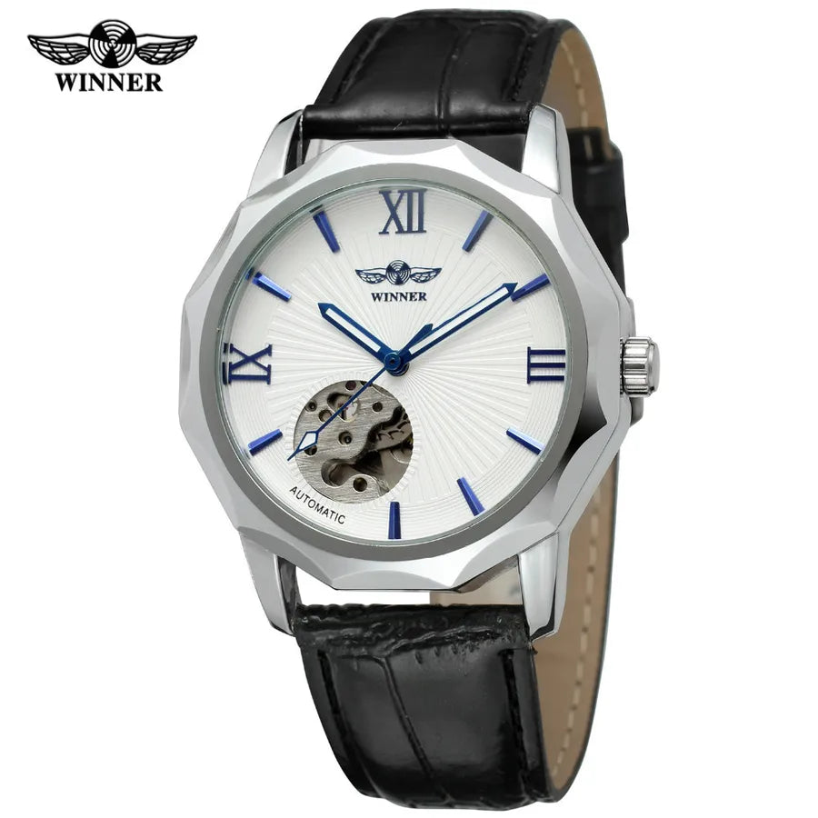 Classic Style Solid Color Butterfly Double Snap Buckle Mechanical Watch Men's Watches