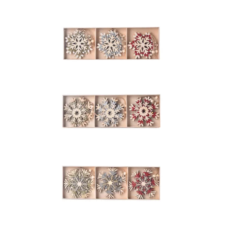 Christmas Cute Snowflake Wood Party Festival Hanging Ornaments