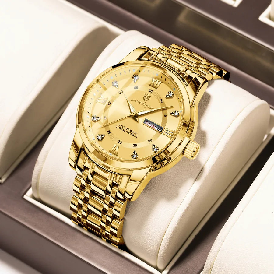 brand waterproof new men's watch double calendar luminous quartz watch live broadcast
