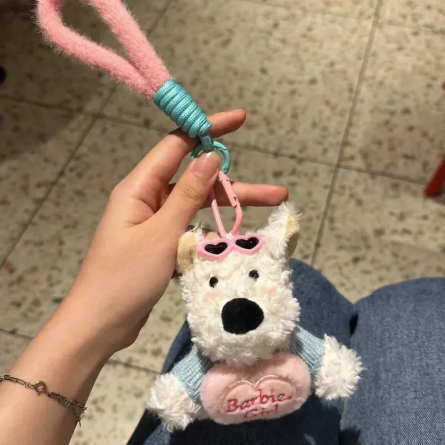 Cute West Highland Bag Pendant Car Ornaments Anti-lost Cartoon Scrub Dog Plush Key Rope Buckle Decoration Wholesale