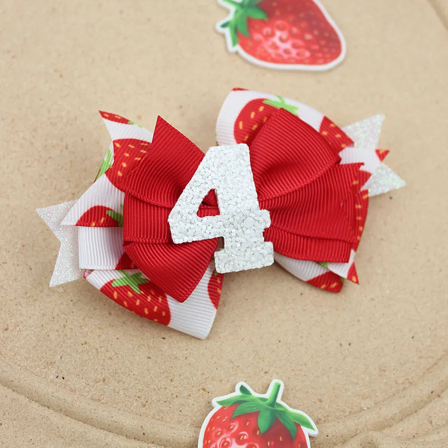 Explosions Birthday Hair Band Digital Glitt Hairpin Hair Band Baby Strawberry Birthday Hair Accessories