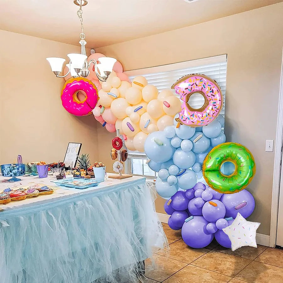 sweet color block star donuts emulsion wedding birthday balloons