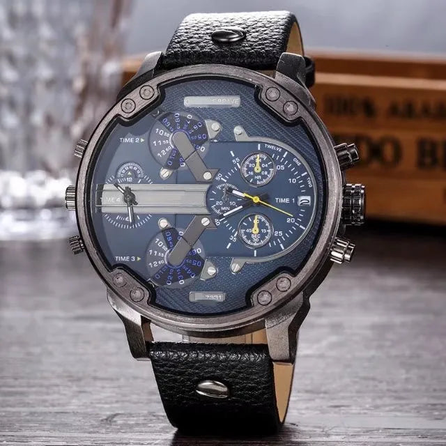 classic style commute color block single folding buckle quartz men's watches