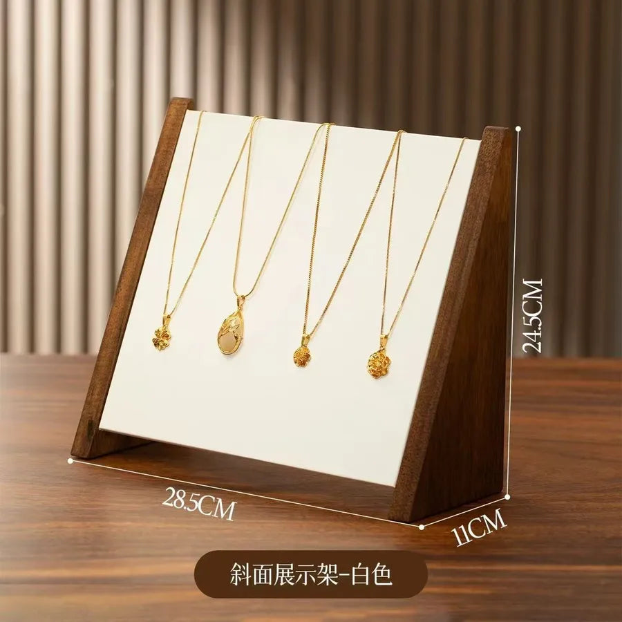 Walnut Wooden Slope Display Stand Jewelry Earring Storage Rack Bracelet Watch Organizer Modern Simple Style Home Decor