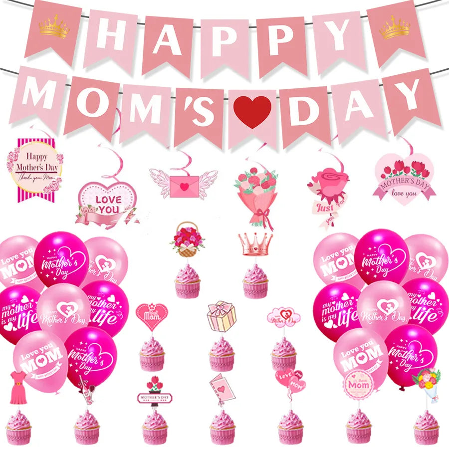 Mother'S Day Romantic Letter Heart Shape Flower Paper Party Festival Decorative Props Party Supplies Decorations 1 Piece