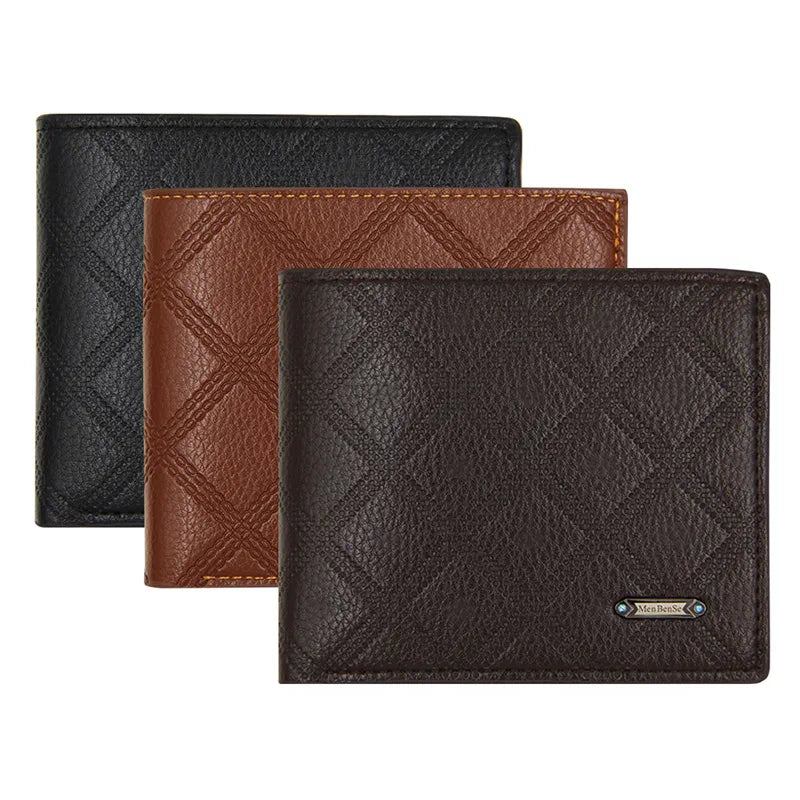 men's solid color pu leather open wallets