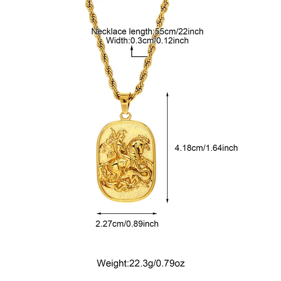 Wholesale Jewelry Casual Portrait 304 Stainless Steel 18K Gold Plated Pendant Necklace Hemp flowers chain