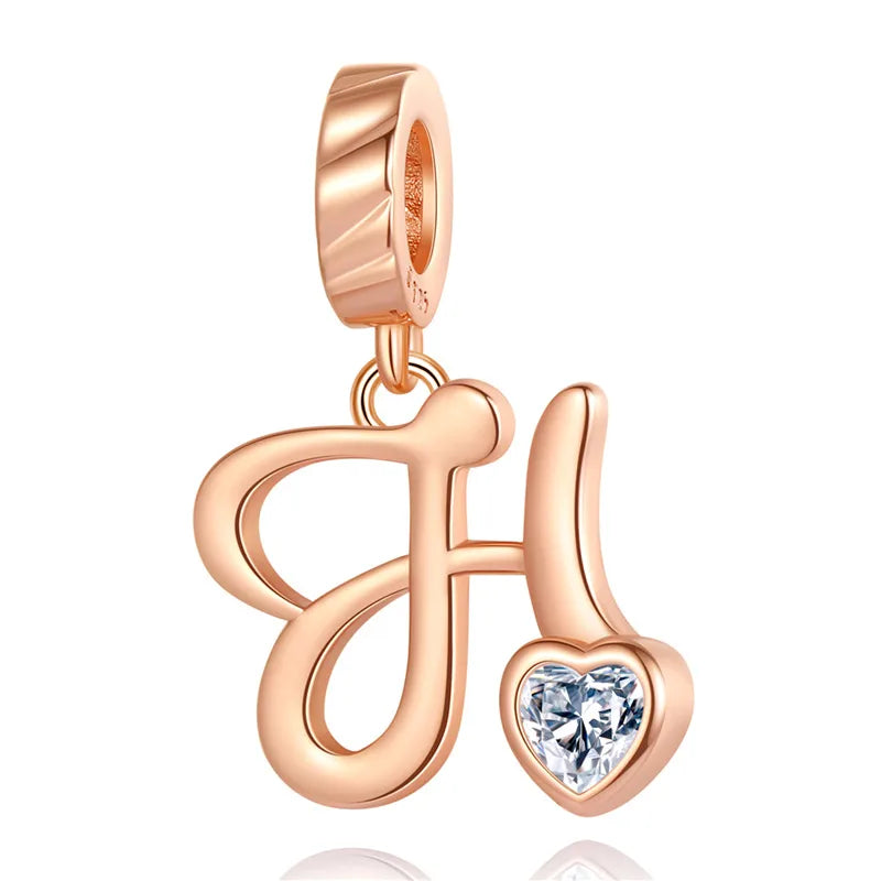 Ornament Letter Pendant S925 White Copper Rose Gold Necklace Pendant Diy Bracelet Charm Cross-Border Hot Sale Accessories