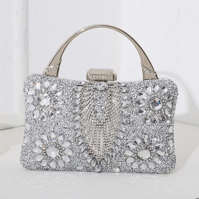 silver black red pu leather flower pillow shape evening bags