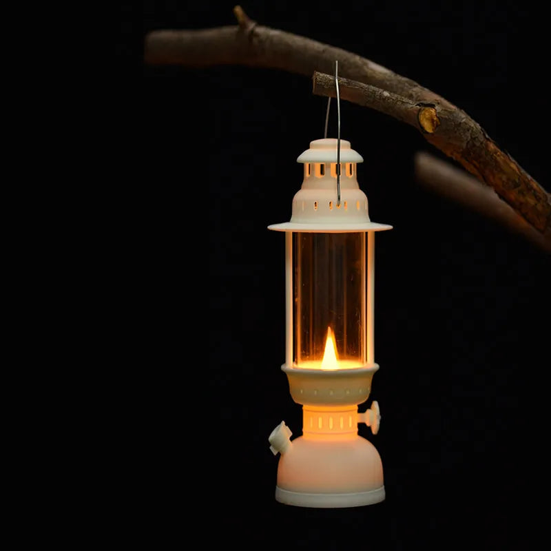 Antique Style LED Palace Lamp Night Light Outdoor Camping Decorative Lamp Geometric Stereo Pattern Glass European Style