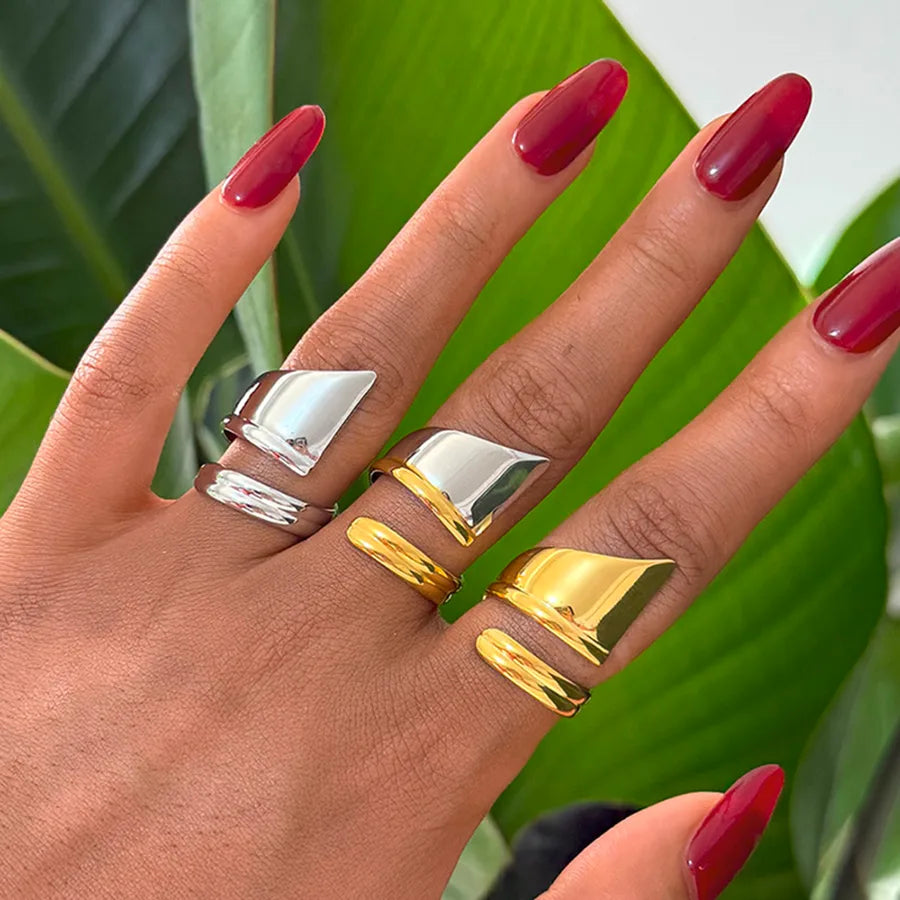 Wholesale Jewelry Casual Simple Style Geometric 304 Stainless Steel 18K Gold Plated Geometric Adjustable Ring