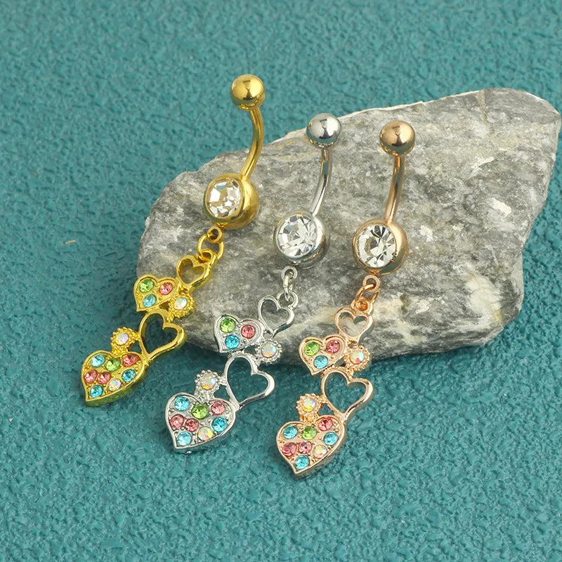 1 Piece Belly Rings Simple Style Solid Color 304 Stainless Steel Inlay Zircon