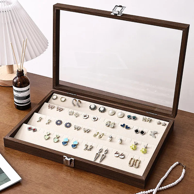 Walnut Color Luxury Covered Jewelry Box Ring Bracelet Earring Necklace Storage Box Dustproof Moistureproof Special Purpose