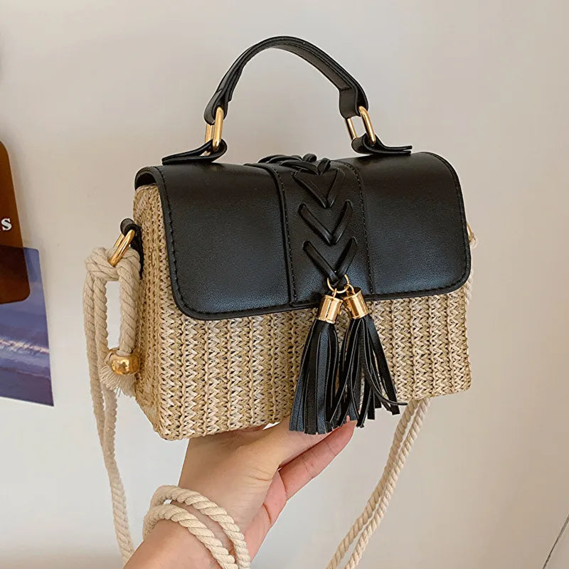women's small all seasons straw vintage style handbag