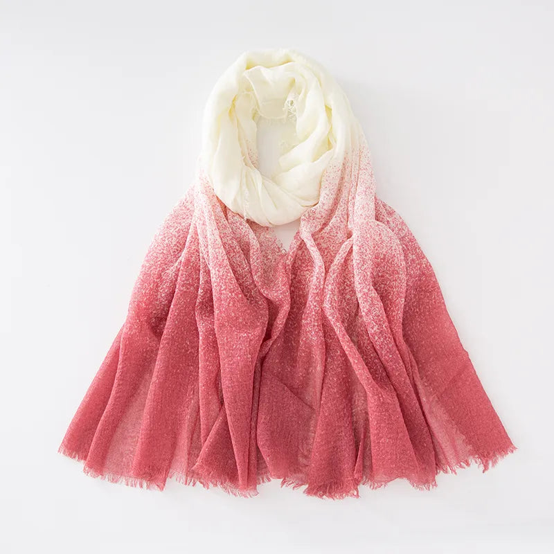 Unisex Casual Elegant Gradient Color Rayon Cotton Polyester Scarf