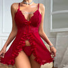 Home Sleeping Elegant Sexy Bridal Bow Knot Polyester Slit Lettuce Trim Pajama Sets