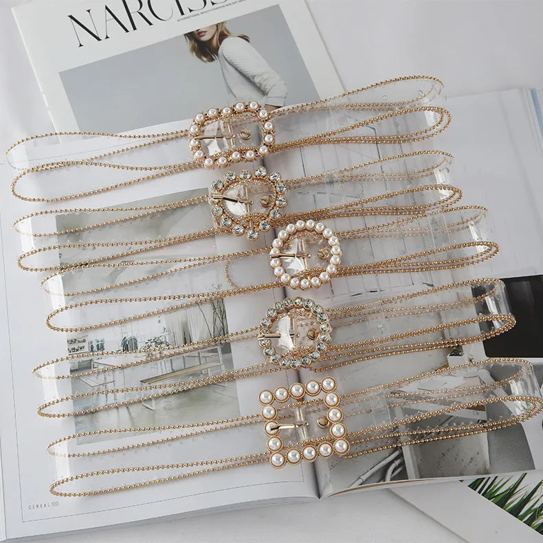 simple style heart shape alloy inlay artificial diamond women's leather belts 1 piece