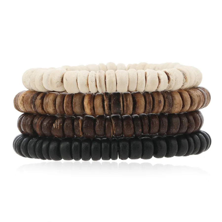 Retro Round Wood Beaded Men's Bracelets