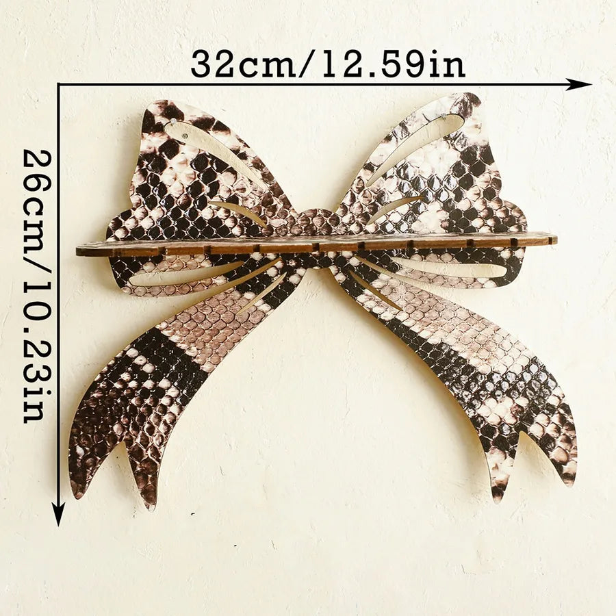 Simple Style Snakeskin Bow Knot Wood Storage Rack Wall Art