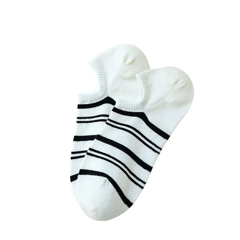 women's japanese style color block cotton printing ankle socks a pair