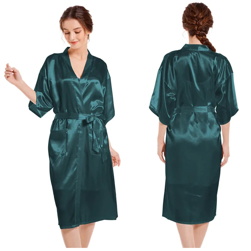 Casual Women's Lady Solid Color Imitated Silk Polyester Pajama Sets