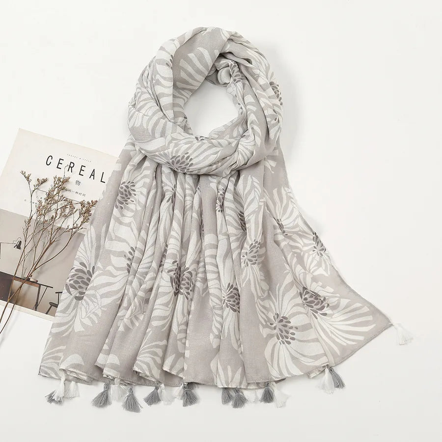 Women's Sweet Color Block Polyester Printing Scarf