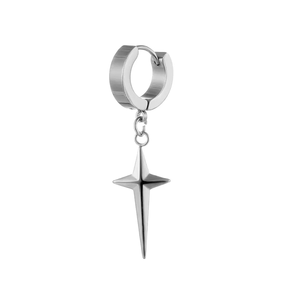 1 piece simple style star plating titanium steel drop earrings