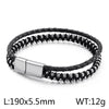 Retro Color Block Pu Leather Titanium Steel Plating Men's Bracelets