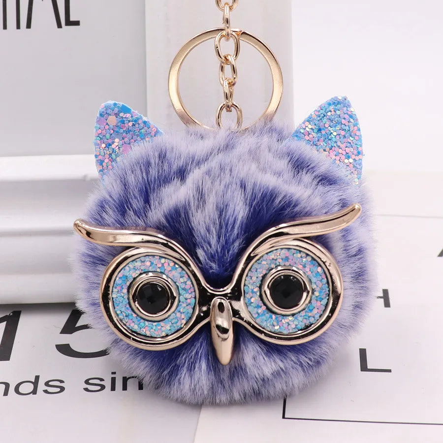 cute owl alloy plush unisex bag pendant keychain 1 piece