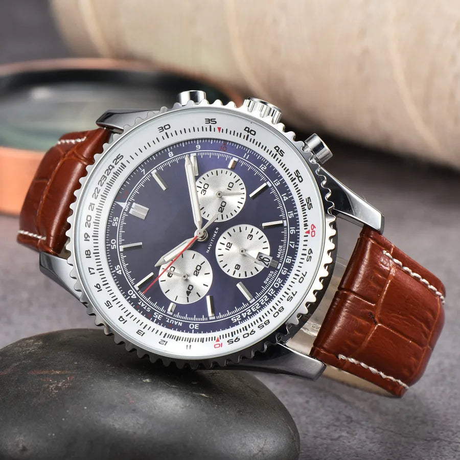 Business Simple Style Solid Color Butterfly Double Snap Quartz Men's Watches