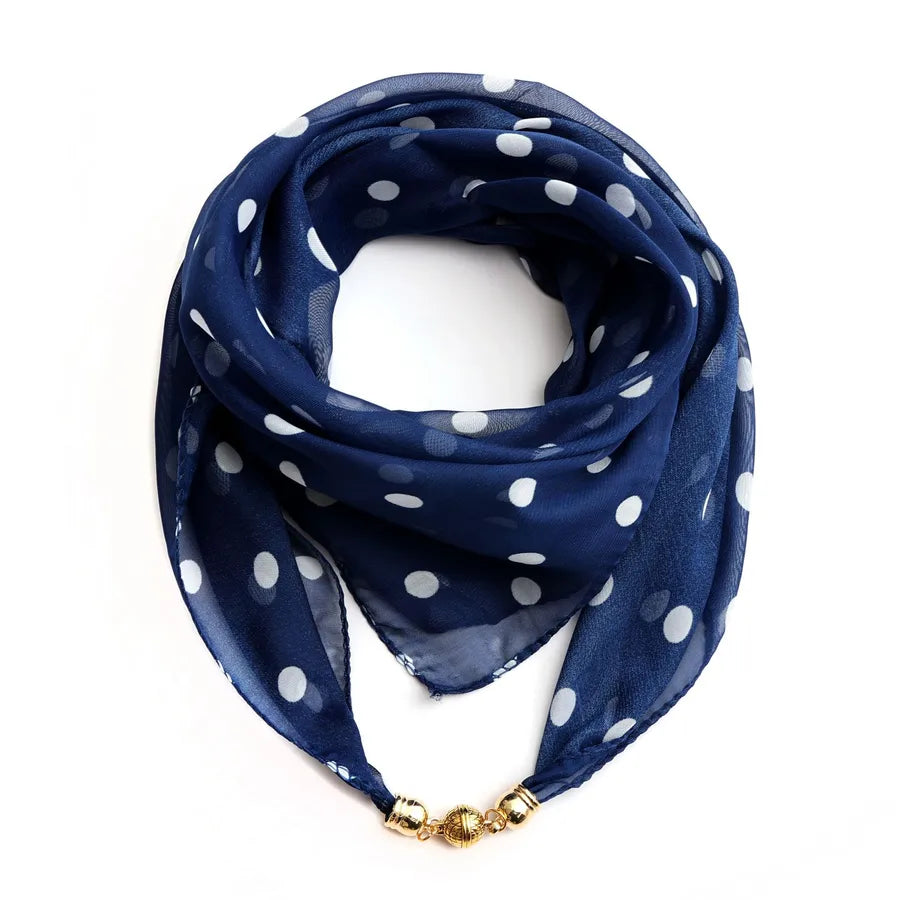 Women's Classic Style Splicing Polka Dots Flower Polyester Printing Silk Scarf