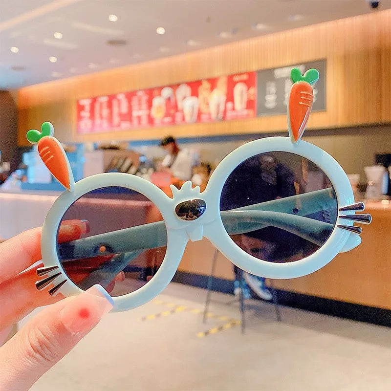 Cute Novelty Carrot Acrylic Round Frame Full Frame Kids Sunglasses