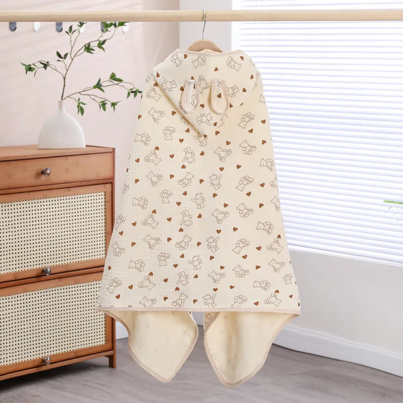 Baby bath towel hooded cloak cotton gauze bath towel Children Baby bathrobe soft absorbent bath bag towel wholesale