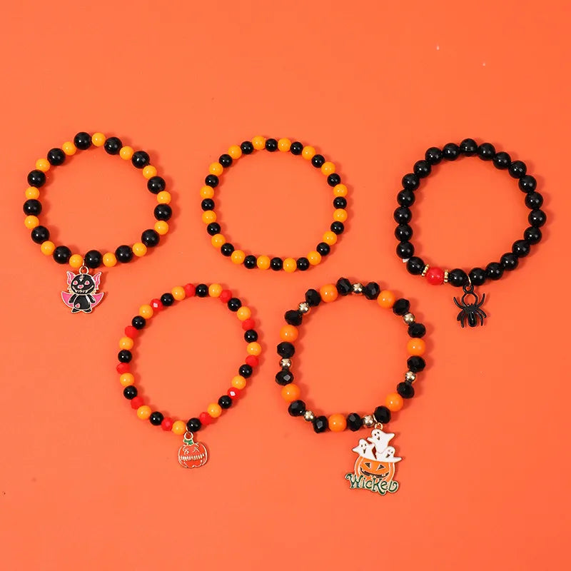 Handmade Bohemian Letter Ghost Halloween Bracelet Acrylic Pumpkin Skull Design Unisex Simple Style Bracelet
