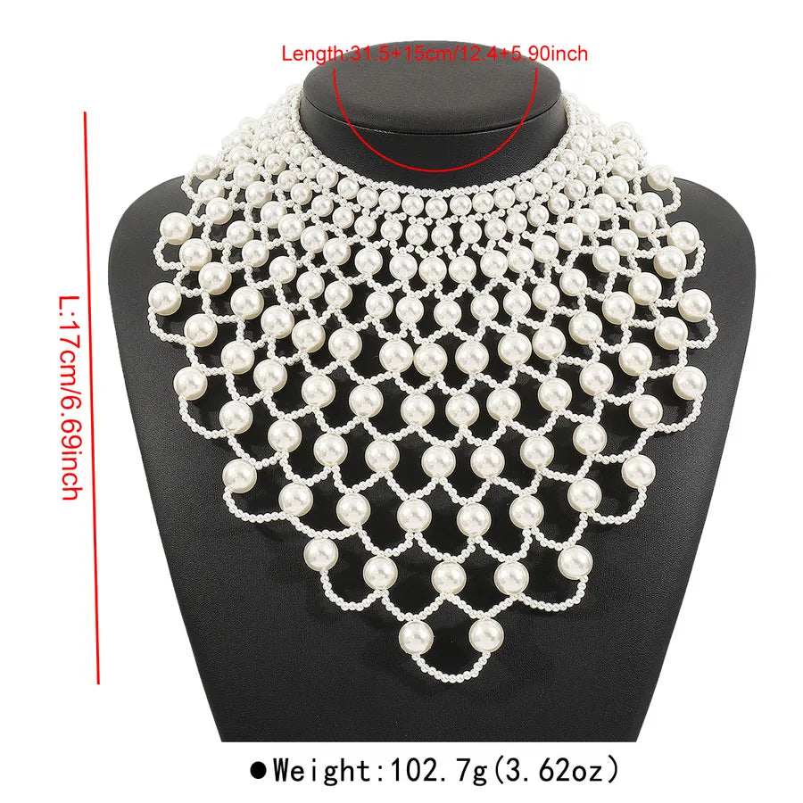 1 Piece Elegant Modern Style Geometric Imitation Pearl Women's Beaded Chain Lobster Trigger Clasp Closure Layered Necklaces