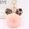 1 piece retro ear leopard simulation wool plating bag pendant keychain