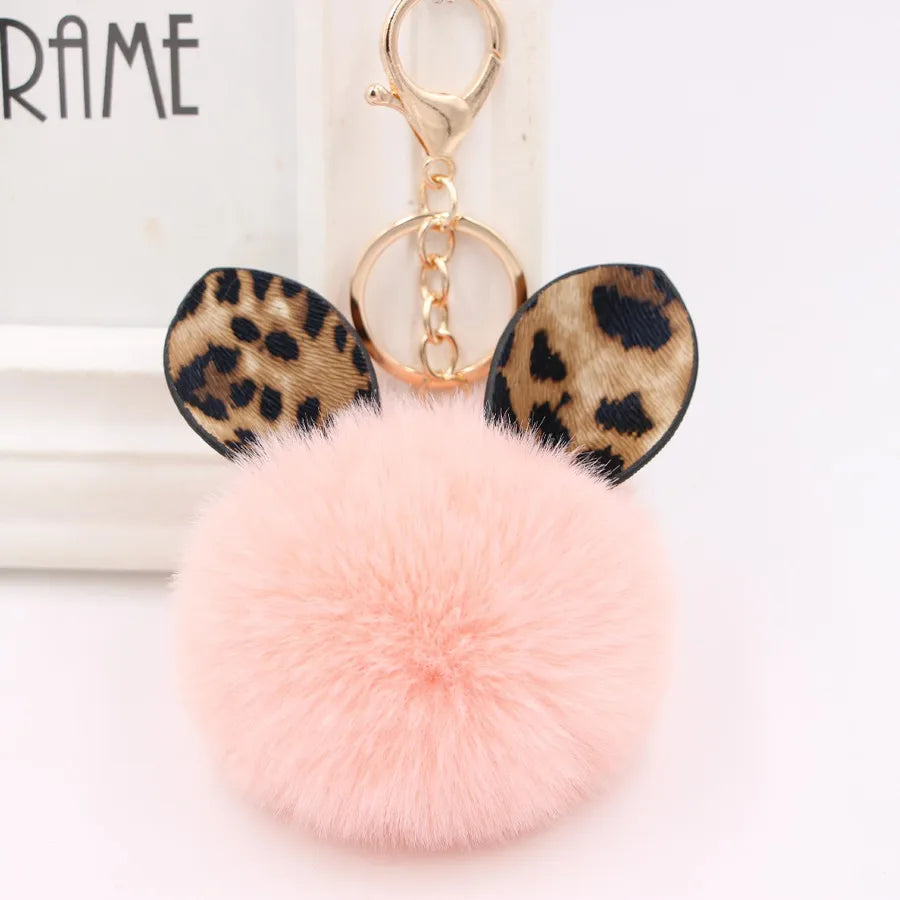1 piece retro ear leopard simulation wool plating bag pendant keychain
