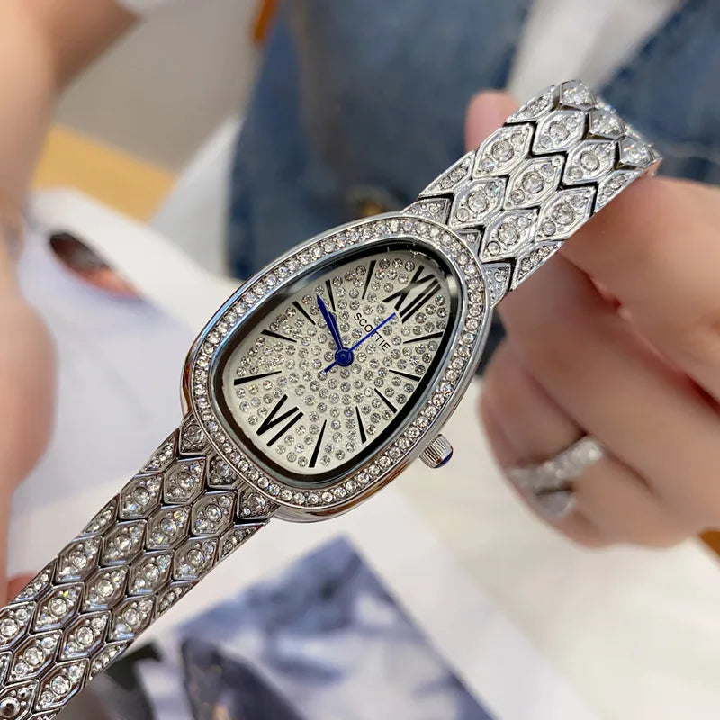 Casual Elegant Simple Style Solid Color Jewelry Buckle Quartz Watch Women's Watches