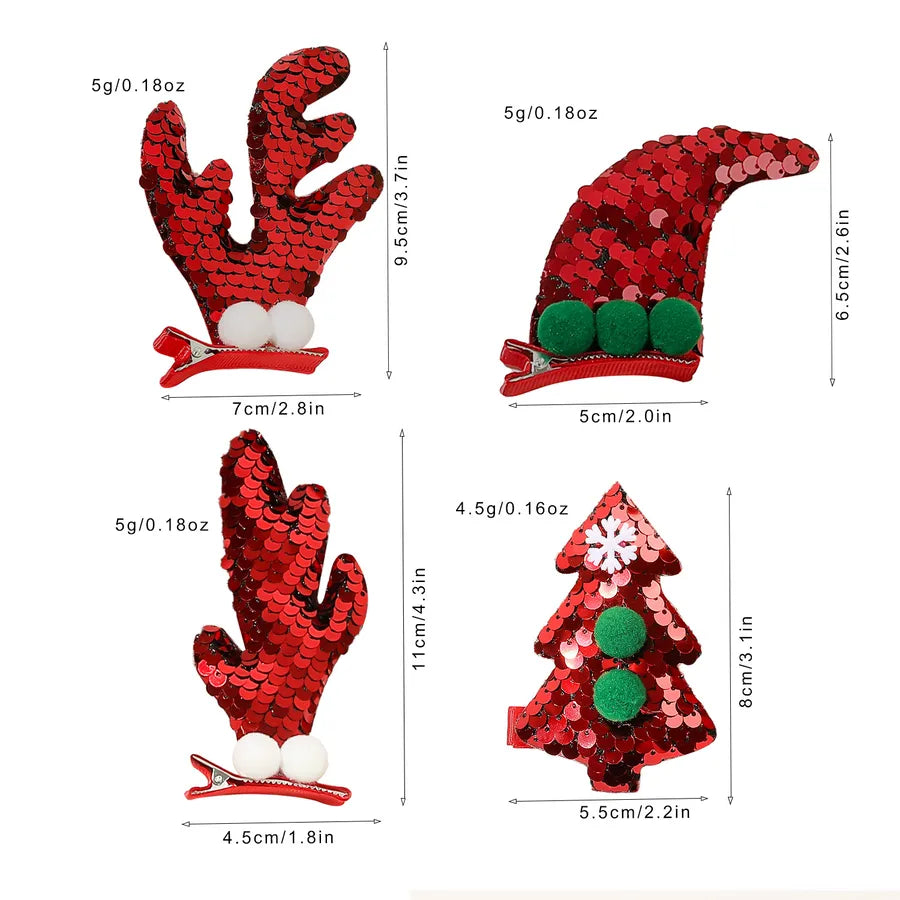 Christmas Antlers Hairpin Internet Celebrity Mori Christmas Tree Barrettes Girl Elk Side Clip Sequins Duckbilled Headdress
