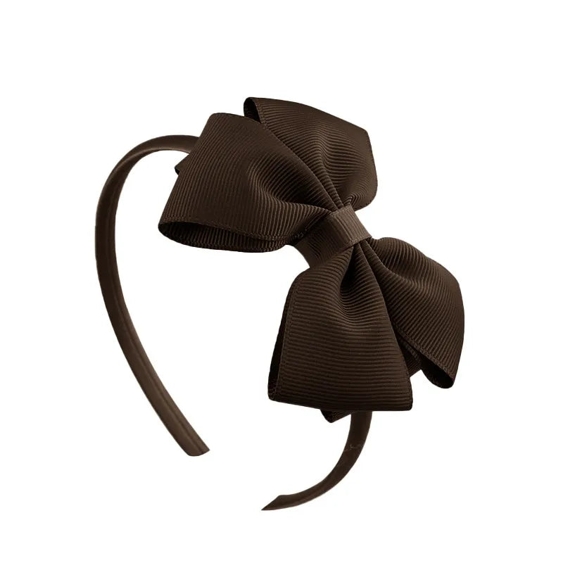 Popular  Kidsren's Pure Color Ribbed Rainbow Bow Head Buckle Small Fresh Versatile Girl Headband Hot Sale