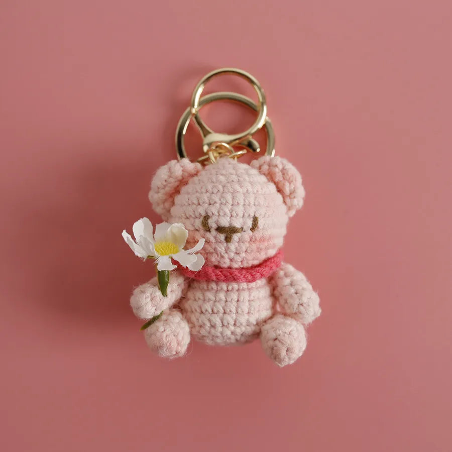 1 Piece Cute Bear yarn Knitting Women's Lobster Trigger Clasp Closure Keychain
