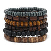 Retro Round Wood Beaded Men's Bracelets