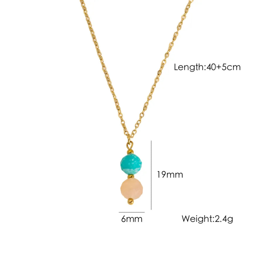 Wholesale Jewelry Elegant Simple Style Geometric 304 Stainless Steel natural stone cable chain Pendant Necklace