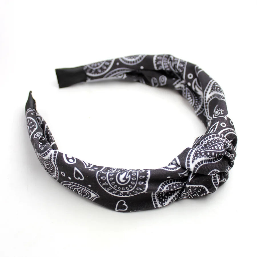 Equestrian Headband Western Cowboy Hair Accessories Cashew Flower Knotted Headband French Classic Elegant Headwear