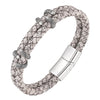 Retro Punk Geometric 304 Stainless Steel Pu Leather Plating Men's Bracelets Men Cord & Leather Bracelets