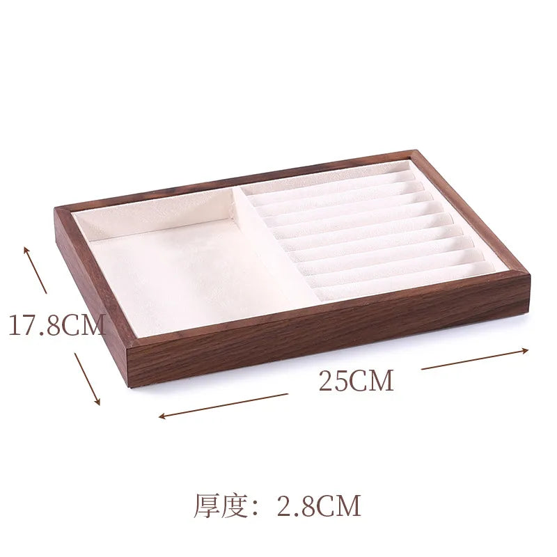 Walnut High-End Jewelry Display Tray Ring Showcase Jewelry Props Accessory Display Plate Luxury Sensation Wooden Tray