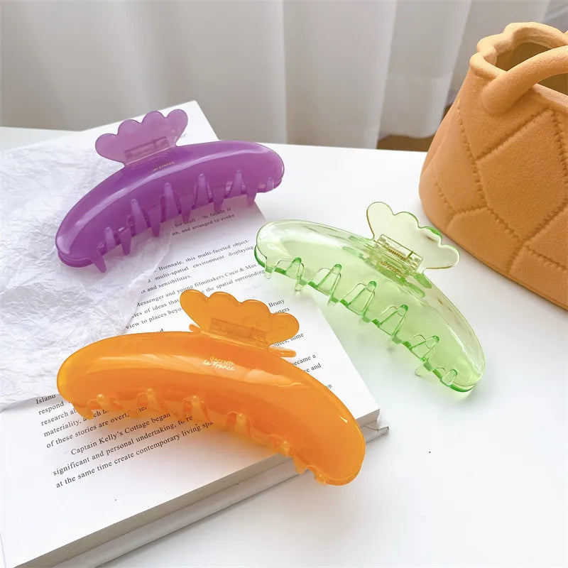 Dove Fashion New Style Bright Surface Solid Color Large Size Acetate Hair Clip Elegantly Designed Golden Label Shark Tail Clip