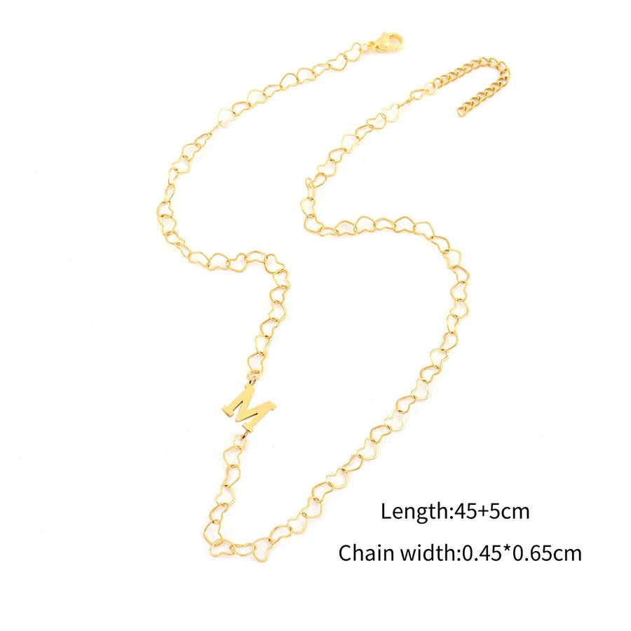Wholesale Jewelry Elegant Simple Style Classic Style Letter 201 Stainless Steel 304 Stainless Steel Heart-Shaped Chain Pendant Necklace