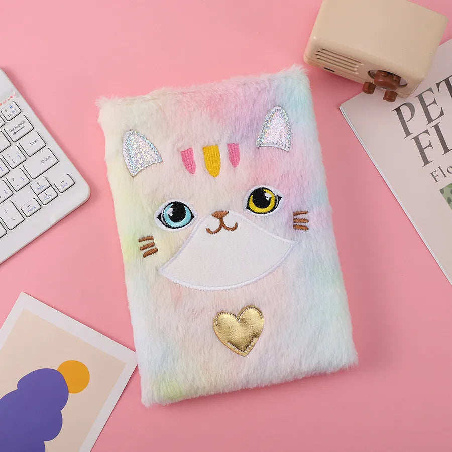 Adorable Plush Notebook Cute Cat And Penguin Design Children's Scrapbooking Notebook Creative New Arrival Colorful Wood Pulp Material